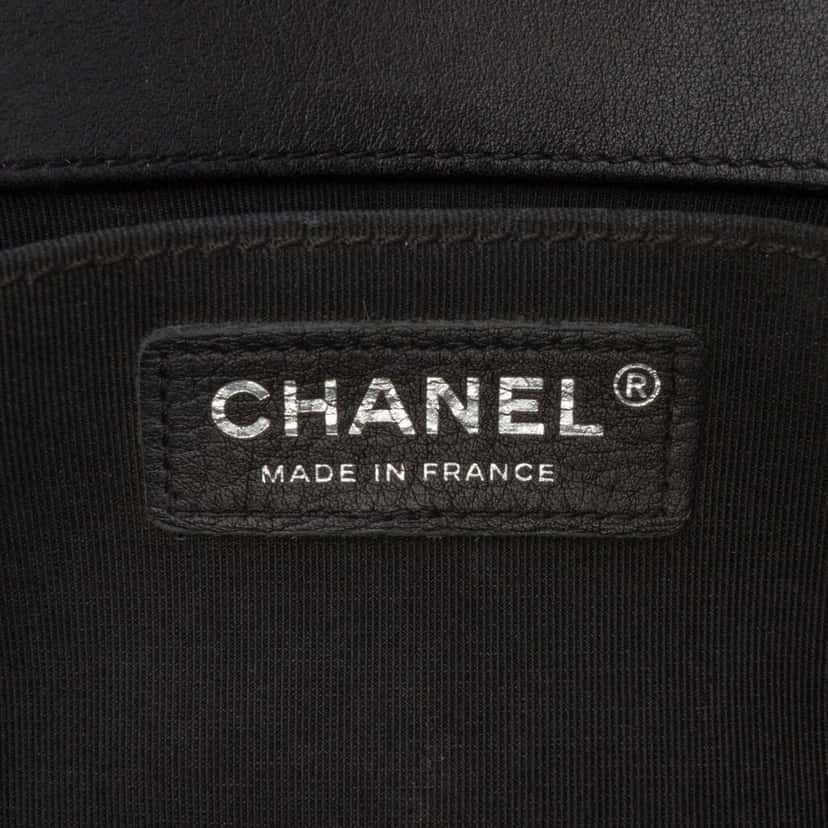 Chanel Old Medium Braided Calfskin Boy Flap Blue Leather Good condition - Box View