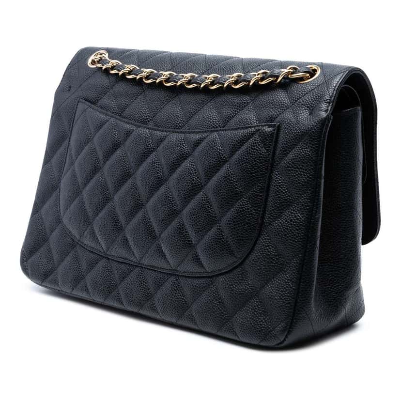 Chanel Jumbo Classic Caviar Double Flap Black Leather Good condition - Back View