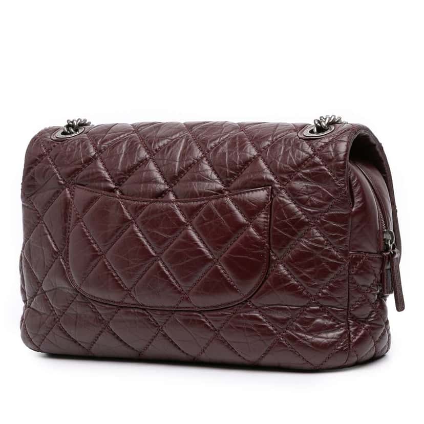 Chanel Jumbo Quilted Aged Calfskin New Portobello Flap Red Leather Good condition - Back View