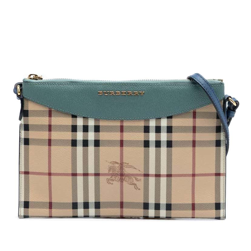 Burberry Haymarket Check Canvas Peyton Crossbody Brown Canvas Good condition - Front View