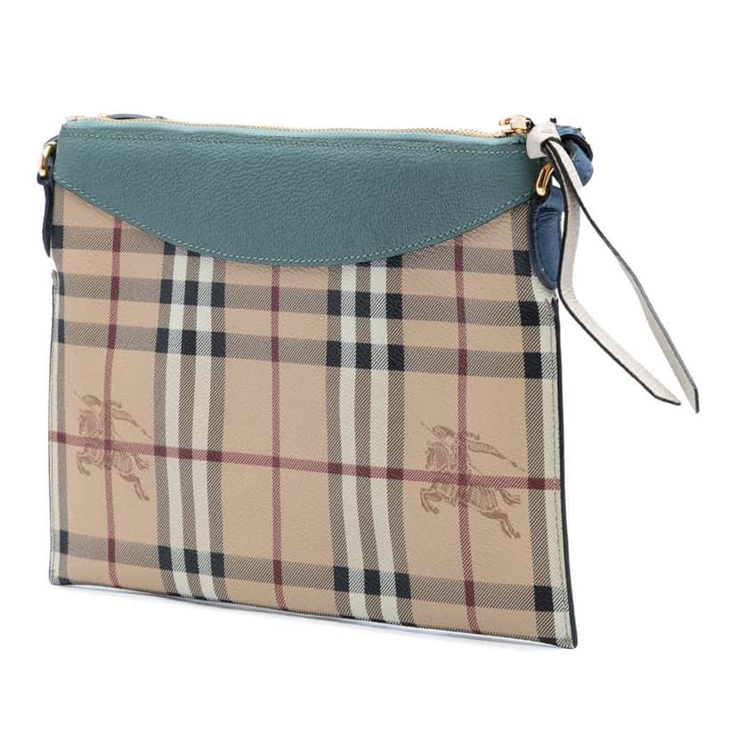 Burberry Haymarket Check Canvas Peyton Crossbody Brown Canvas Good condition - Back View