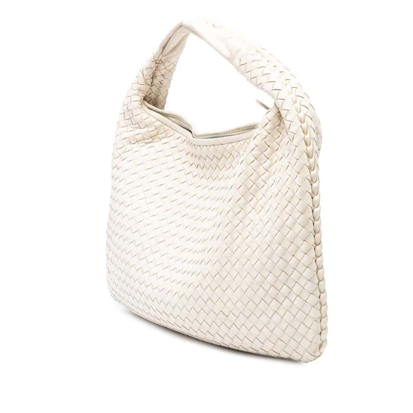 Bottega Veneta Medium Nappa Intrecciato Veneta Hobo White Leather Good condition - Back View
