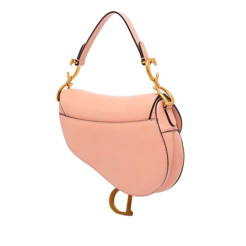 Dior Mini Grained Calfskin Saddle Bag Pink Leather Good condition - Back View