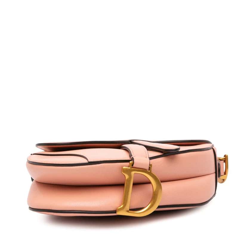 Dior Mini Grained Calfskin Saddle Bag Pink Leather Good condition - Inside View