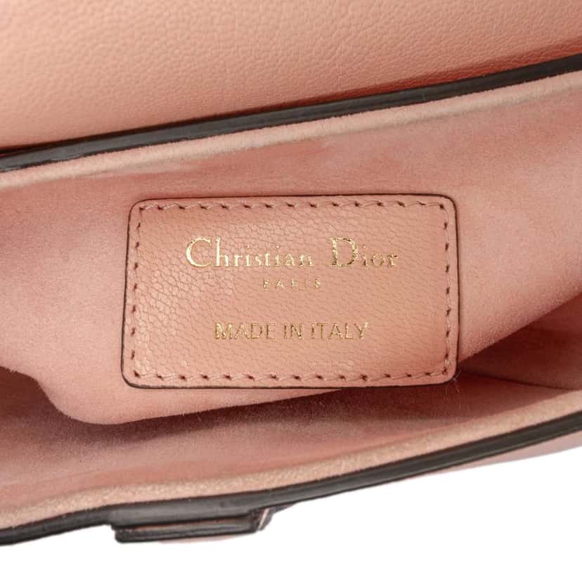 Dior Mini Grained Calfskin Saddle Bag Pink Leather Good condition - Box View