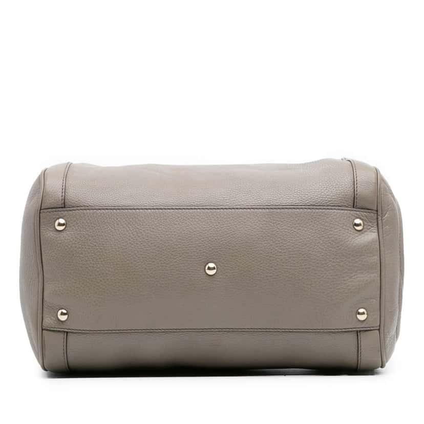 Gucci Medium Pebbled Calfskin Soho Boston Bag Grey Leather Very good condition - Inside View