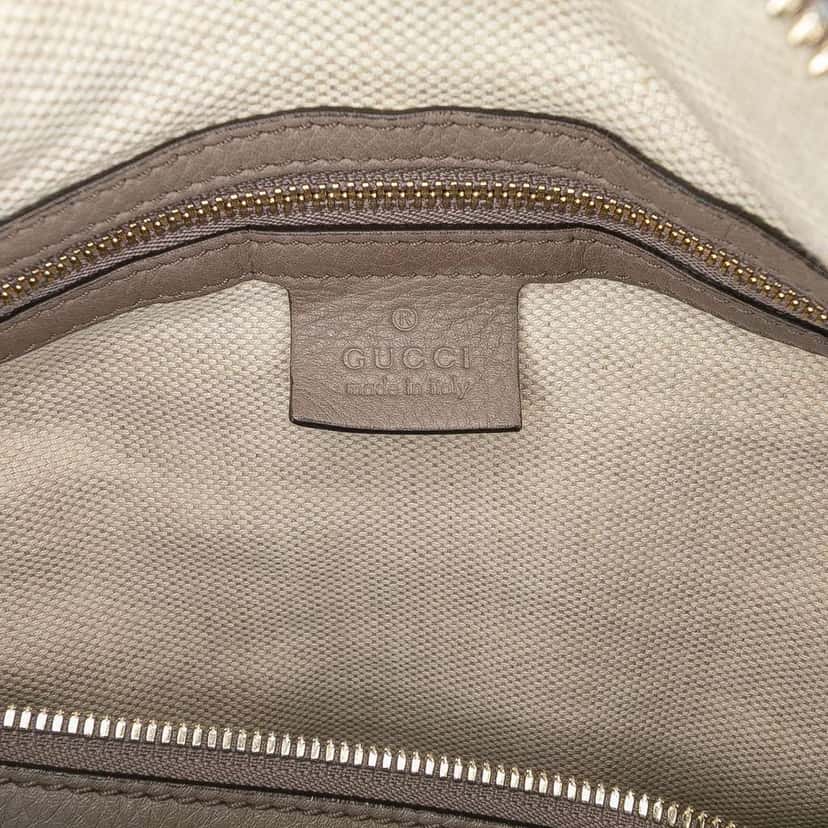 Gucci Medium Pebbled Calfskin Soho Boston Bag Grey Leather Very good condition - Box View