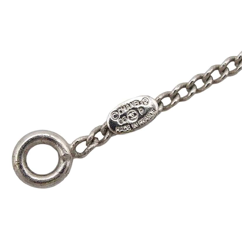 Chanel Silver Plated CC Rhinestone Snowflake Pendant Necklace Silver Metal Good condition - Box View