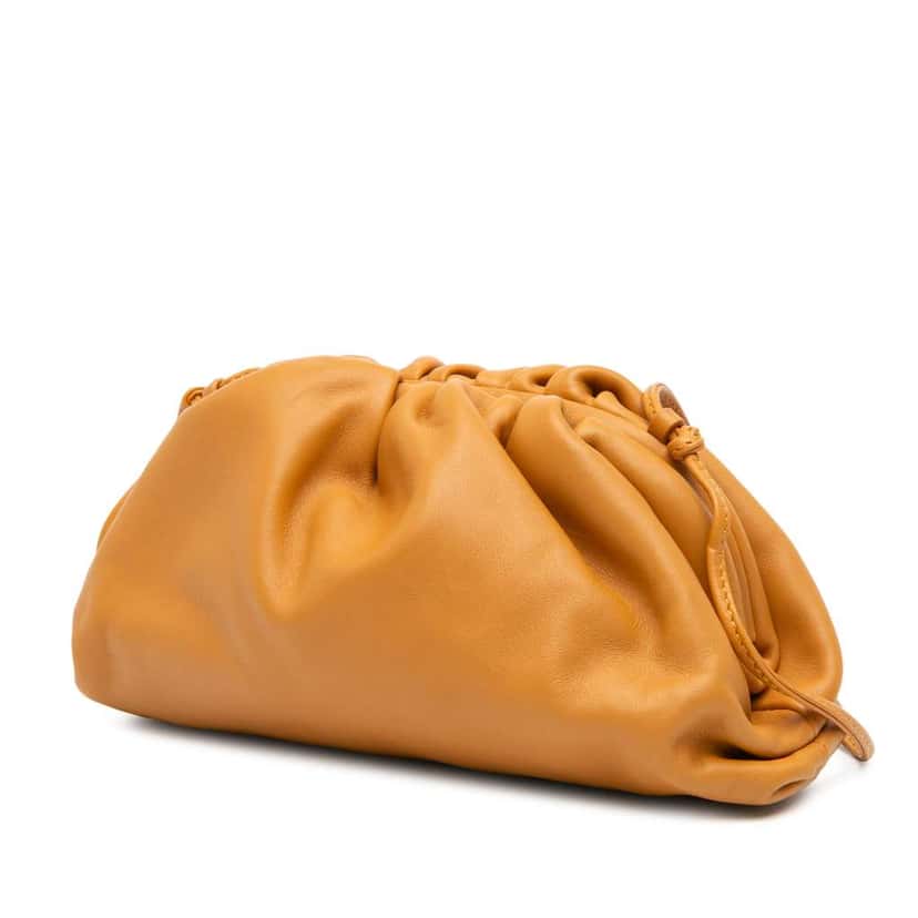 Bottega Veneta Lambskin The Mini Pouch Crossbody Brown Leather Very good condition - Back View