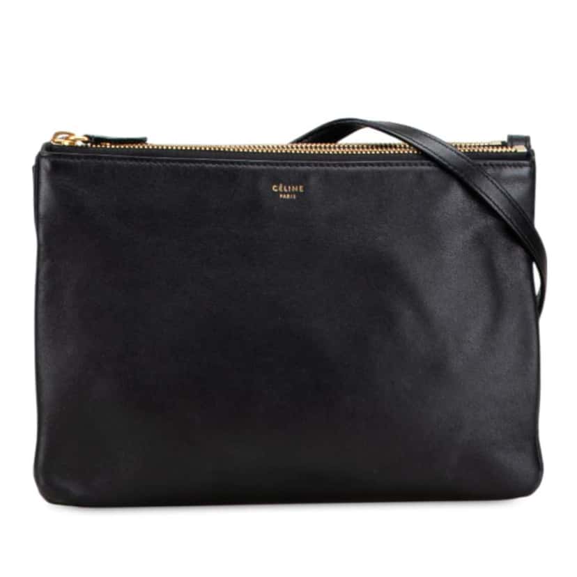 Celine Large Lambskin Trio Crossbody Black Leather Good condition - Front View