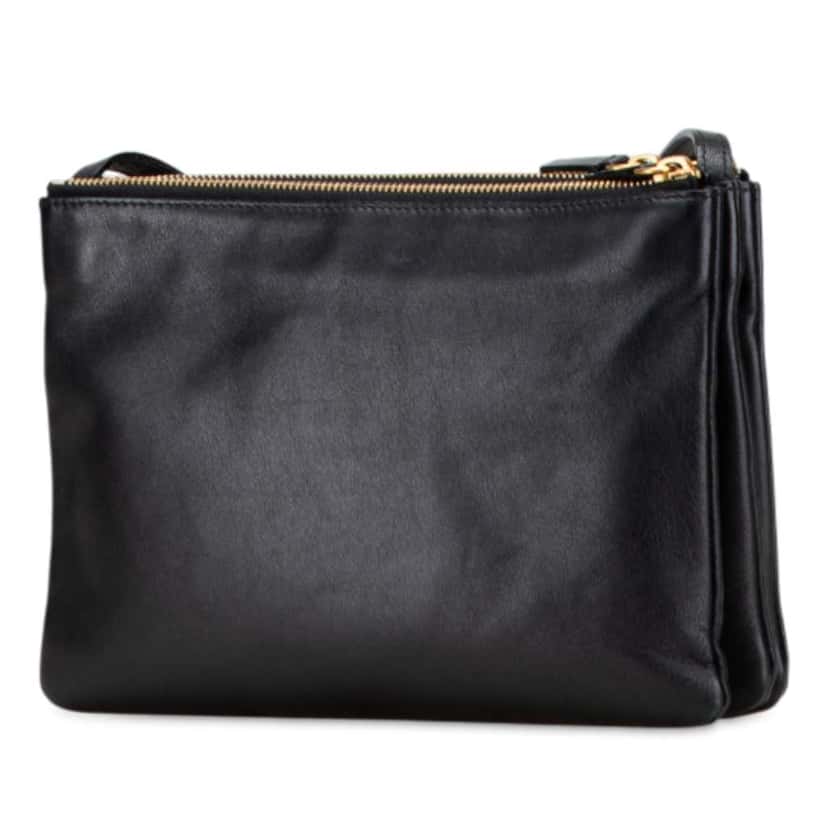 Celine Large Lambskin Trio Crossbody Black Leather Good condition - Back View