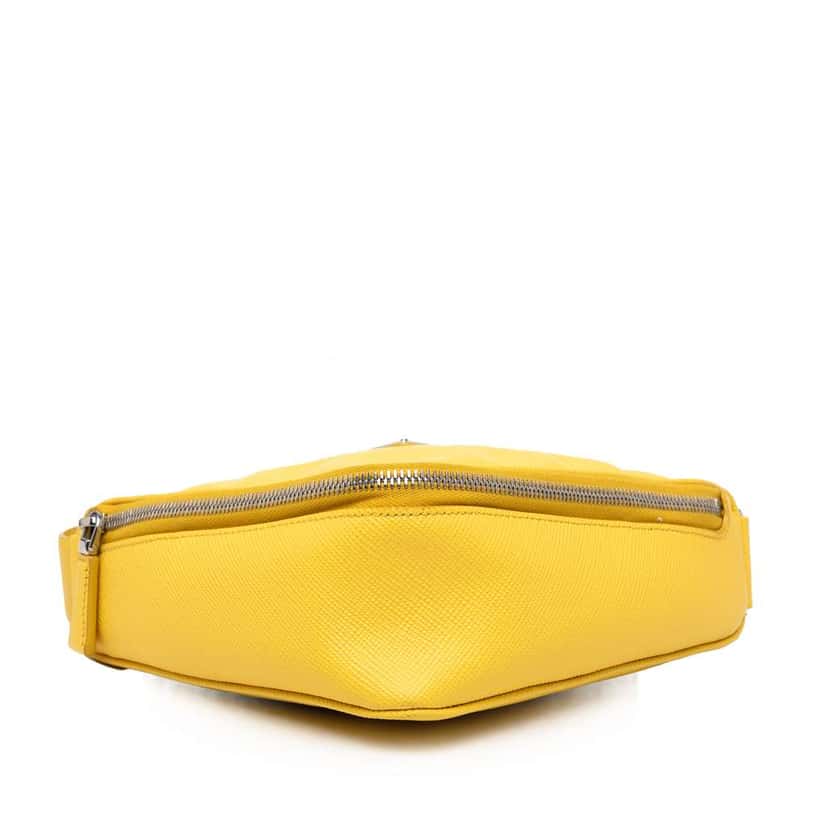 Prada Saffiano Triangle Convertible Shoulder Bag Yellow Leather Good condition - Inside View