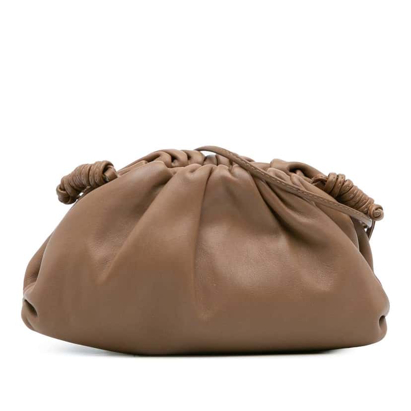 Bottega Veneta Lambskin The Mini Pouch Crossbody Brown Leather Good condition - Front View