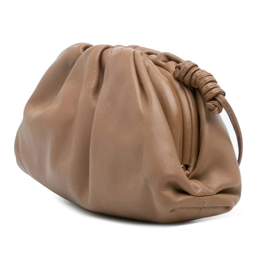 Bottega Veneta Lambskin The Mini Pouch Crossbody Brown Leather Good condition - Back View