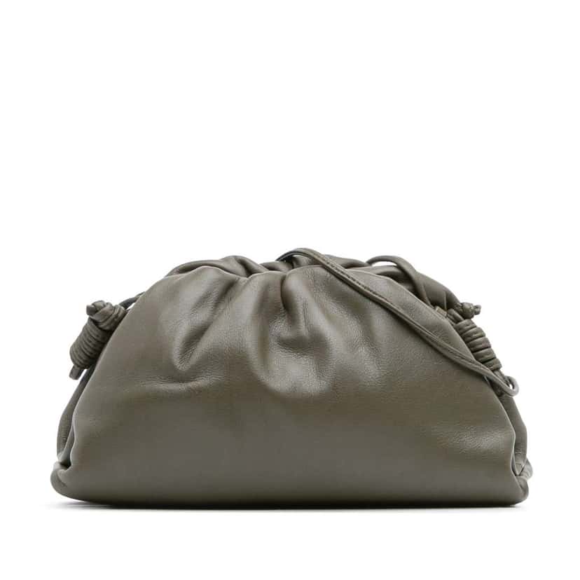 Bottega Veneta Lambskin The Mini Pouch Crossbody Brown Leather Good condition - Front View