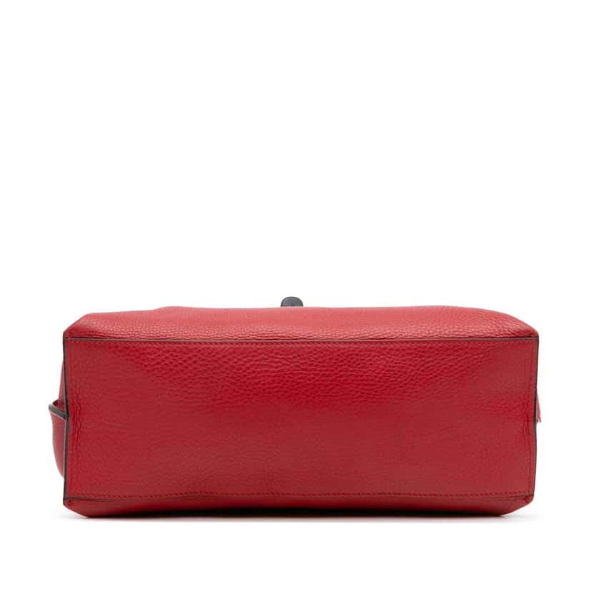 Gucci Medium Leather Bamboo Daily Satchel Red Leather Good condition - Inside View