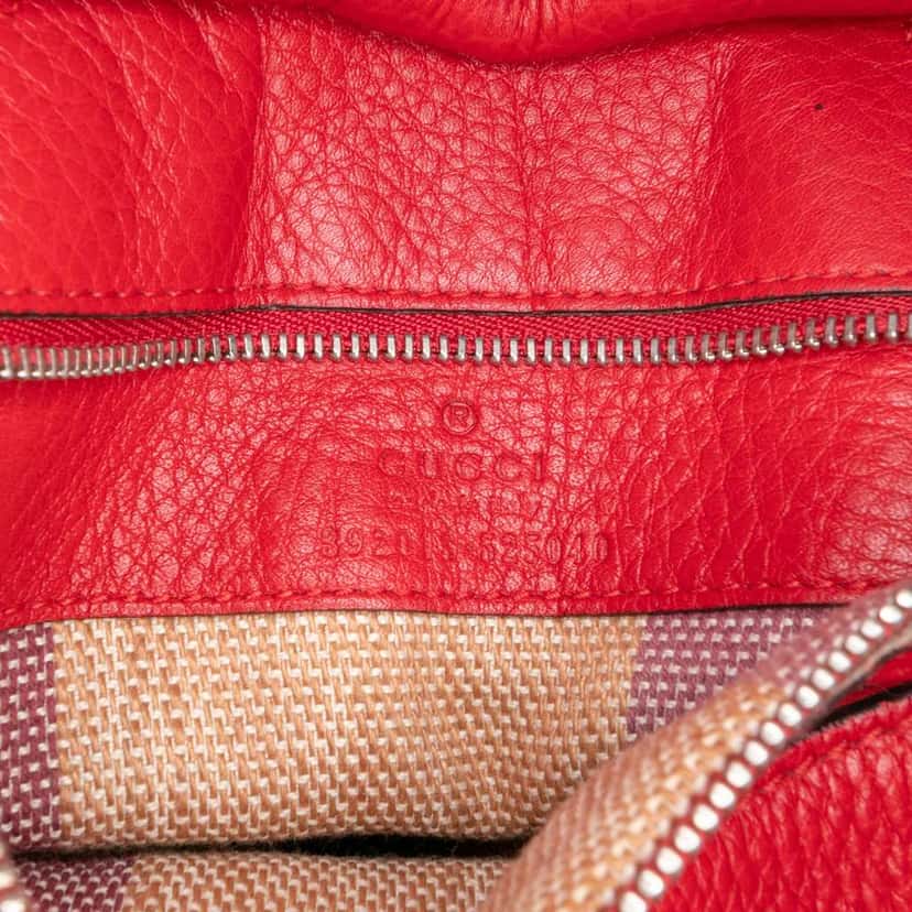 Gucci Medium Leather Bamboo Daily Satchel Red Leather Good condition - Box View