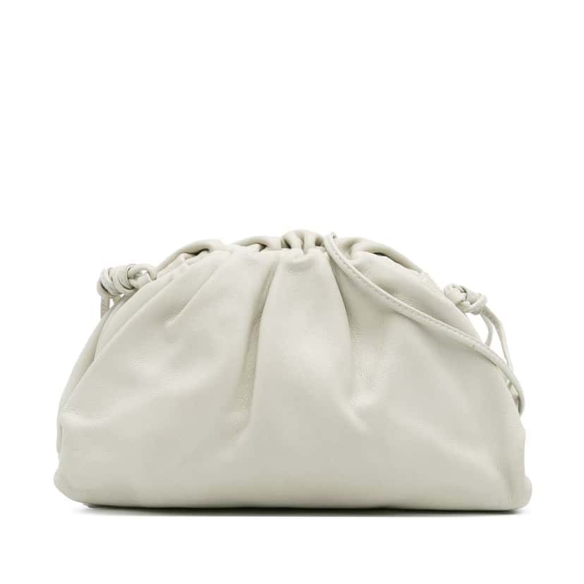 Bottega Veneta Lambskin The Mini Pouch Crossbody White Leather Good condition - Front View