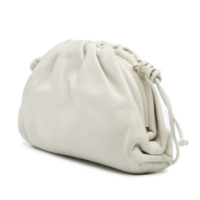 Bottega Veneta Lambskin The Mini Pouch Crossbody White Leather Good condition - Back View