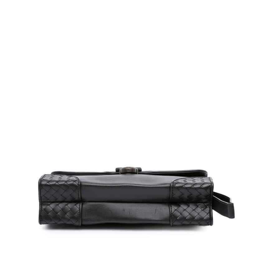 Bottega Veneta Intrecciato Trimmed Nappa Slide Lock Clutch Black Leather Good condition - Inside View