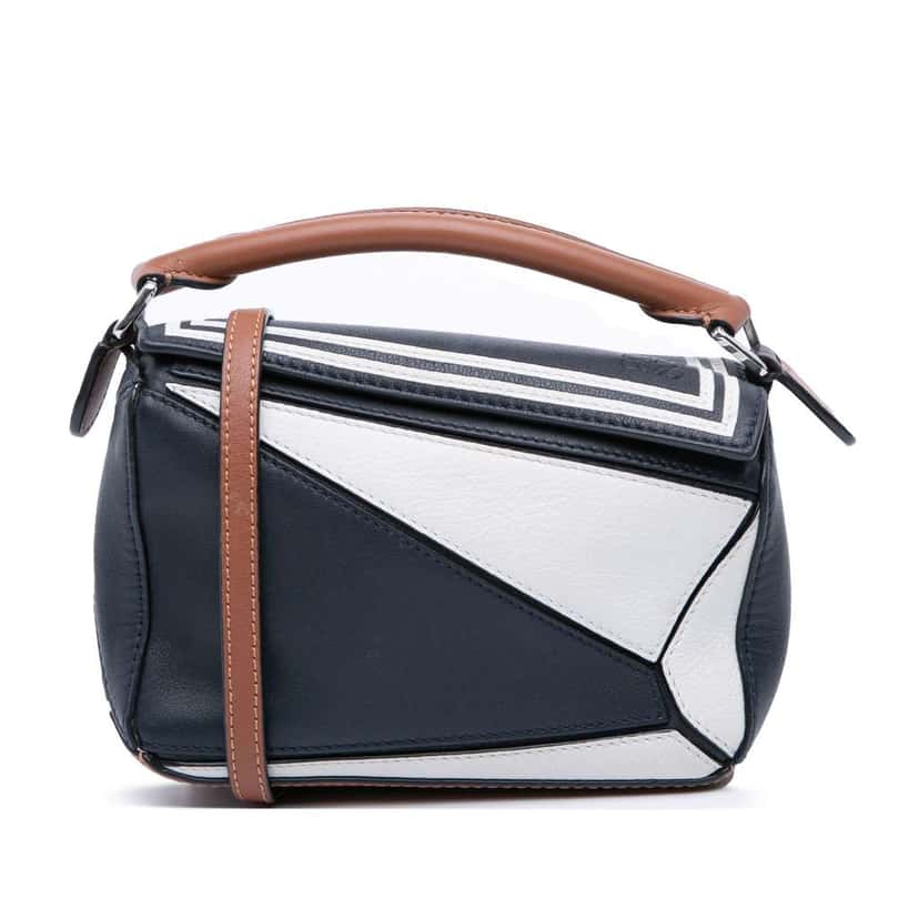 Loewe Mini Tricolor Calfskin Sailor Puzzle Satchel Blue Leather Good condition - Front View
