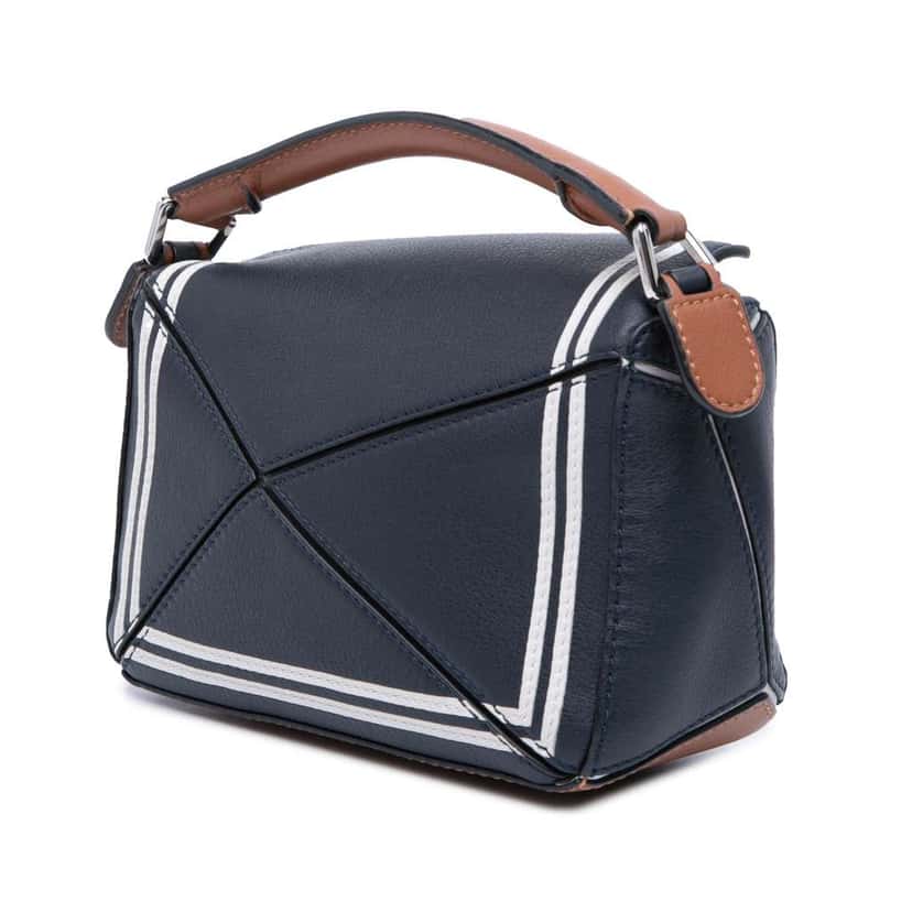 Loewe Mini Tricolor Calfskin Sailor Puzzle Satchel Blue Leather Good condition - Back View