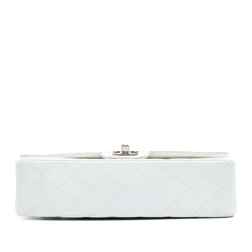 Chanel Medium Classic Lambskin Double Flap White Leather Good condition - Inside View