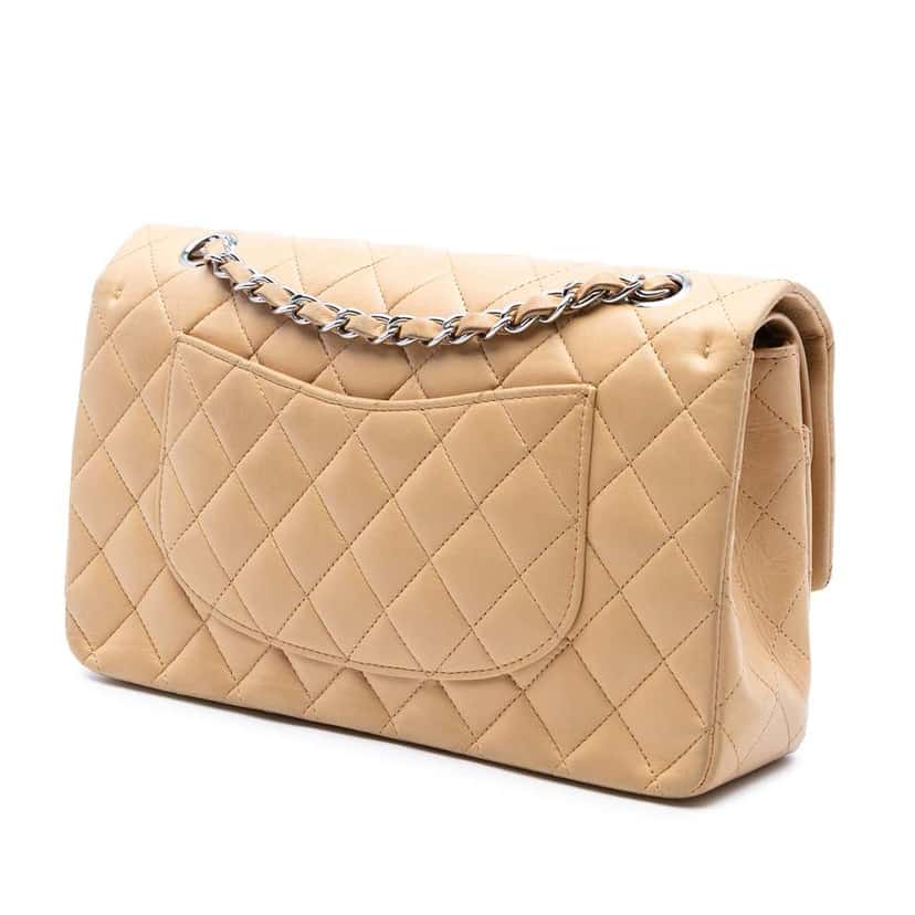 Chanel Medium Classic Lambskin Double Flap Brown Leather Good condition - Back View