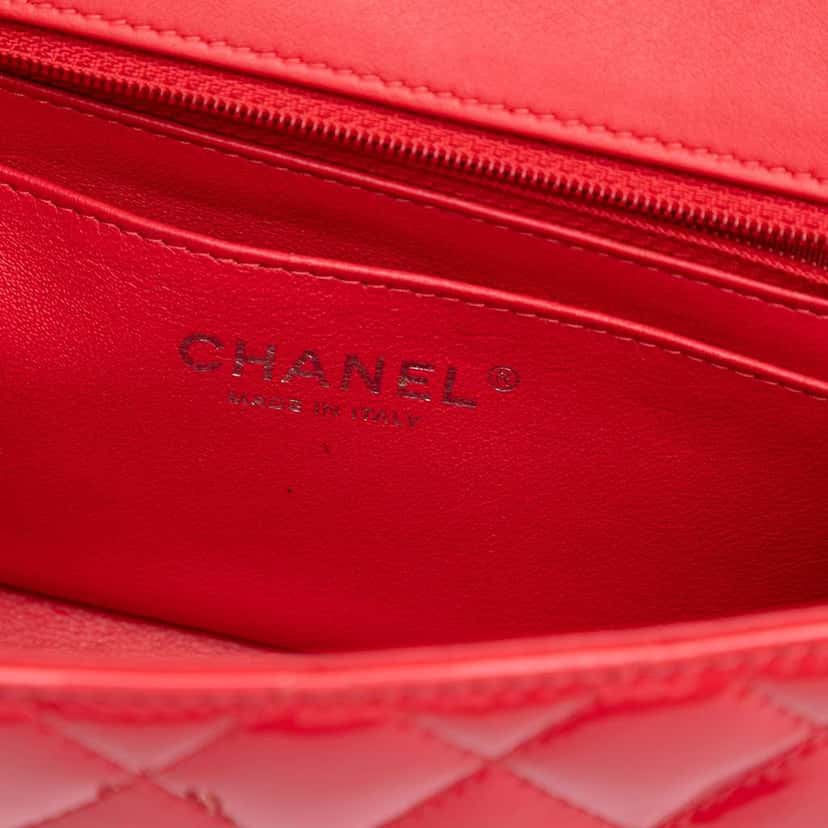 Chanel Mini Rectangular Classic Patent Single Flap Red Leather Good condition - Box View