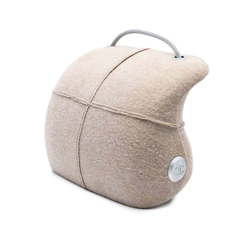 Chanel Felt Millennium Hard Case Crossbody Brown Wool Good condition - Back View