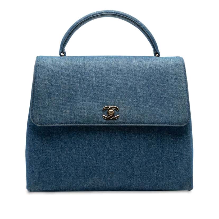 Chanel CC Denim Kelly Top Handle Bag Blue Denim Very good condition - Front View