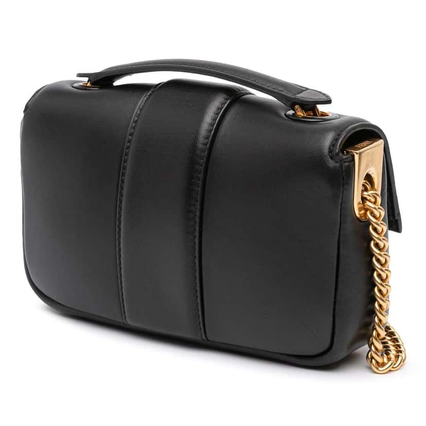 Fendi Mini Nappa Apolo Chain Baguette Shoulder Bag Black Leather Good condition - Back View