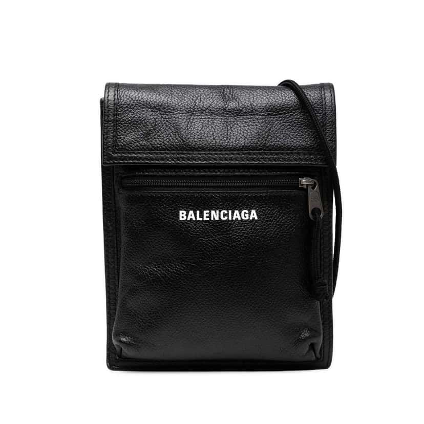 Balenciaga Small Lambskin Arena Explorer Pouch Black Leather Good condition - Front View