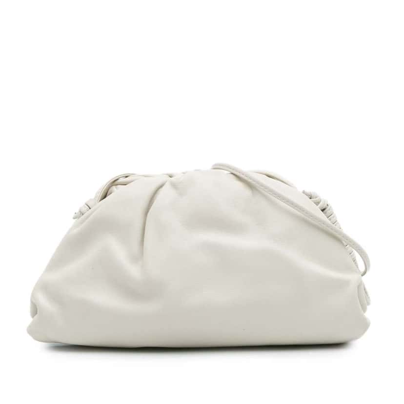 Bottega Veneta Lambskin The Mini Pouch Crossbody White Leather Good condition - Front View