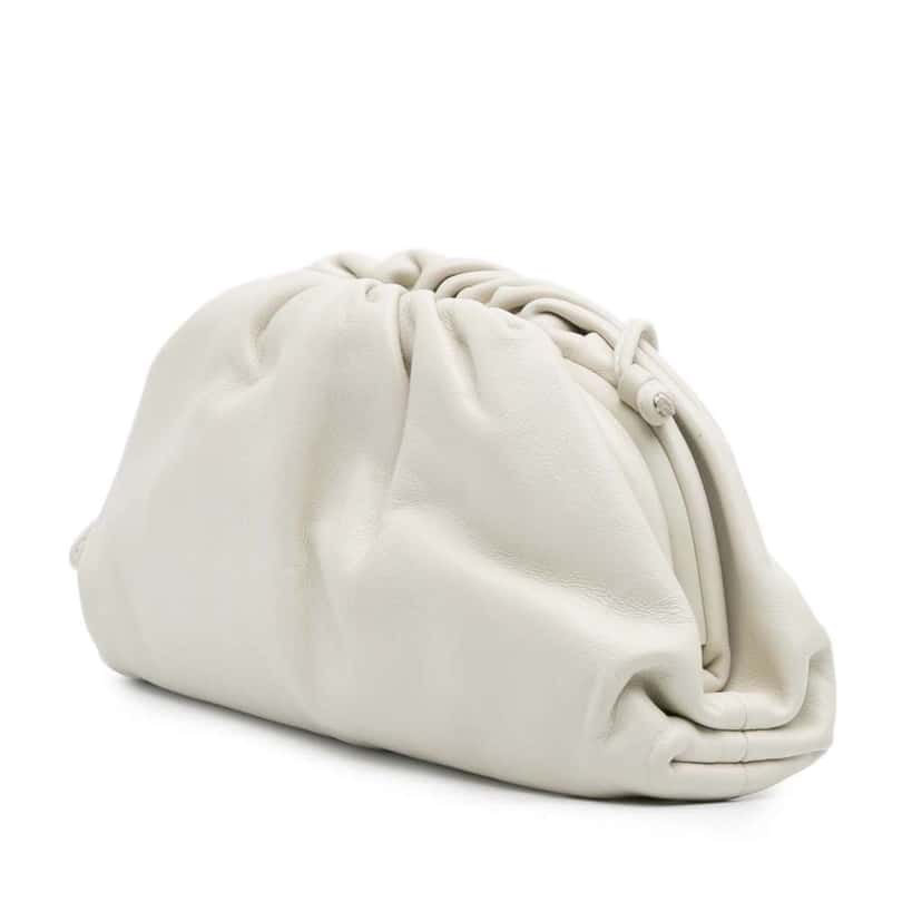 Bottega Veneta Lambskin The Mini Pouch Crossbody White Leather Good condition - Back View