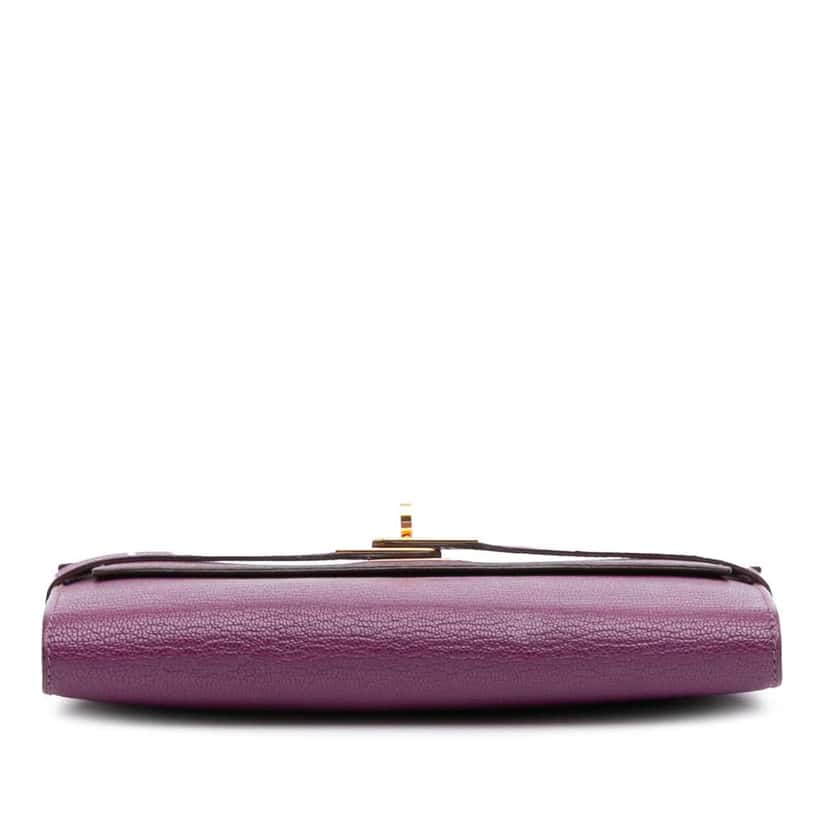 Hermès Chevre Mysore Leather Kelly Long Wallet Purple Leather Good condition - Inside View