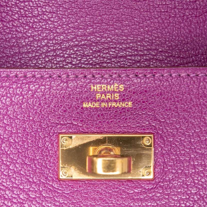 Hermès Chevre Mysore Leather Kelly Long Wallet Purple Leather Good condition - Box View