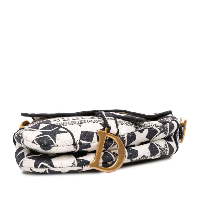 Dior Embroidered Canvas Stars Saddle Bag White Canvas Good condition - Inside View
