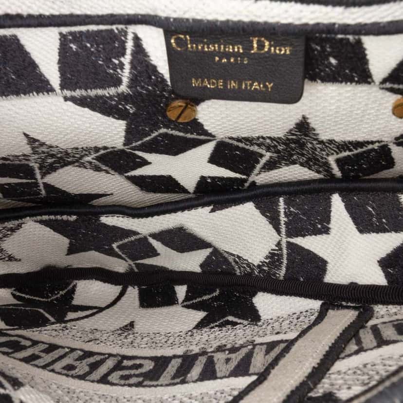 Dior Embroidered Canvas Stars Saddle Bag White Canvas Good condition - Model View