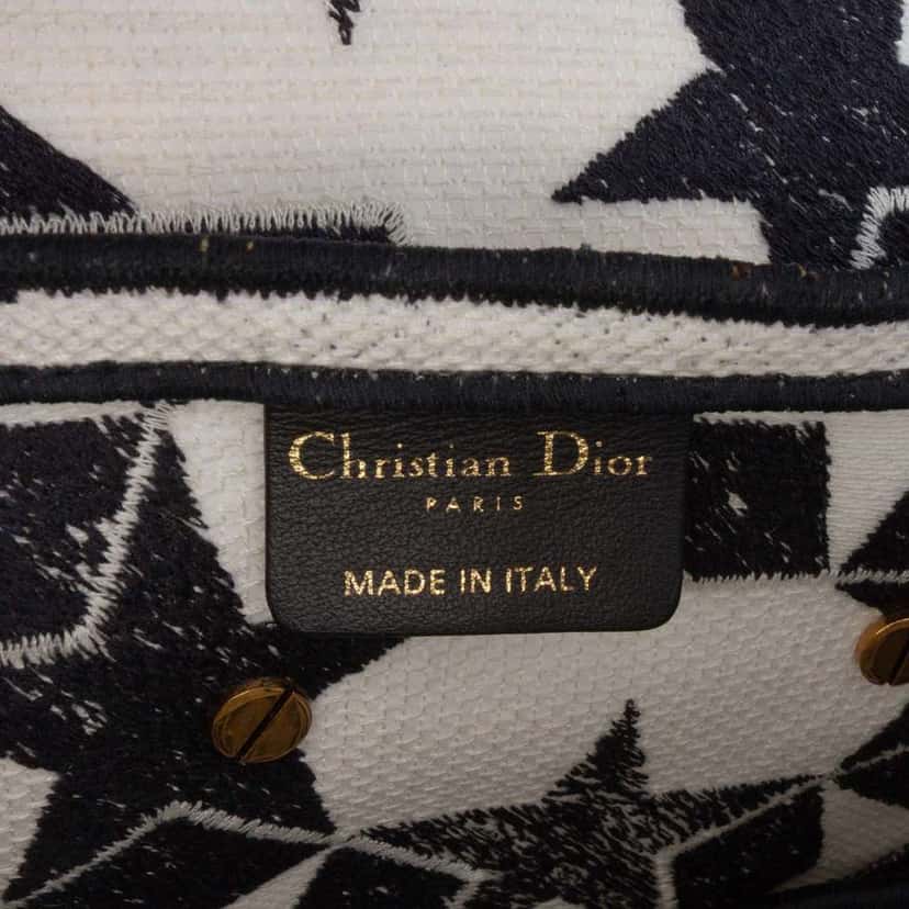 Dior Embroidered Canvas Stars Saddle Bag White Canvas Good condition - Box View