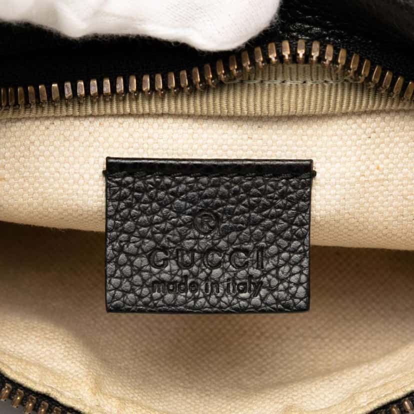 Gucci Small Grained Calfskin Logo Belt Bag Black Leather Good condition - Box View