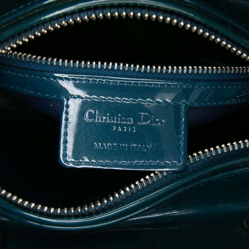 Dior Medium Patent Lady Dior Green Leather Good condition - Box View