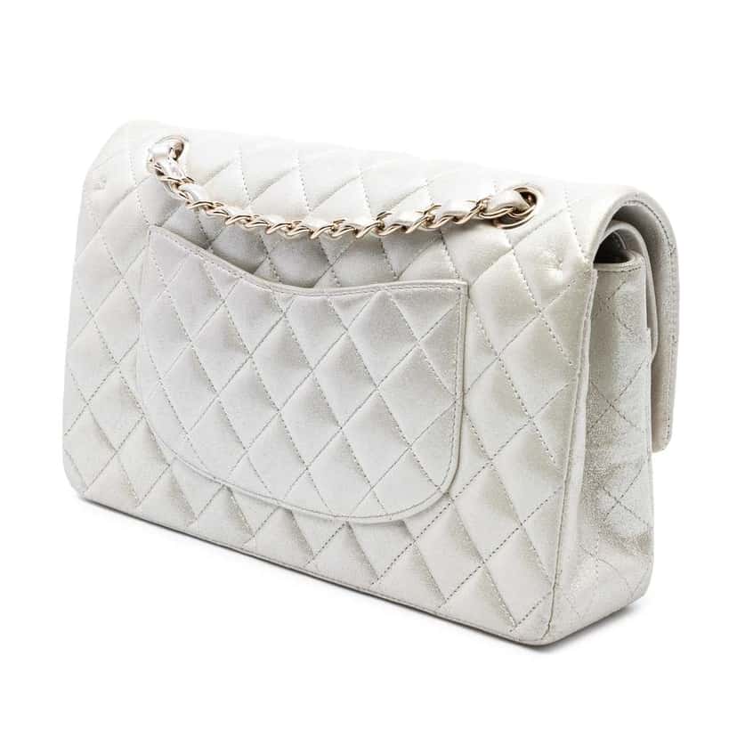 Chanel Medium Classic Iridescent Lambskin Double Flap Gold Leather Good condition - Back View