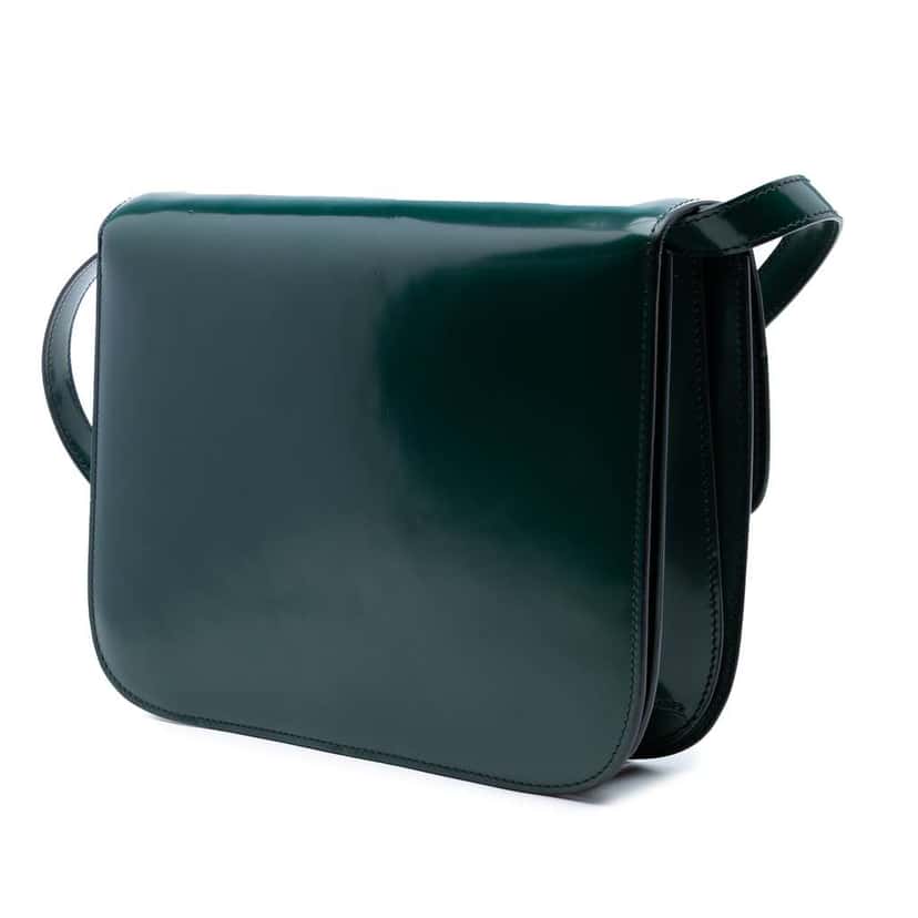 Celine Medium Patent Classic Box Green Leather Good condition - Back View