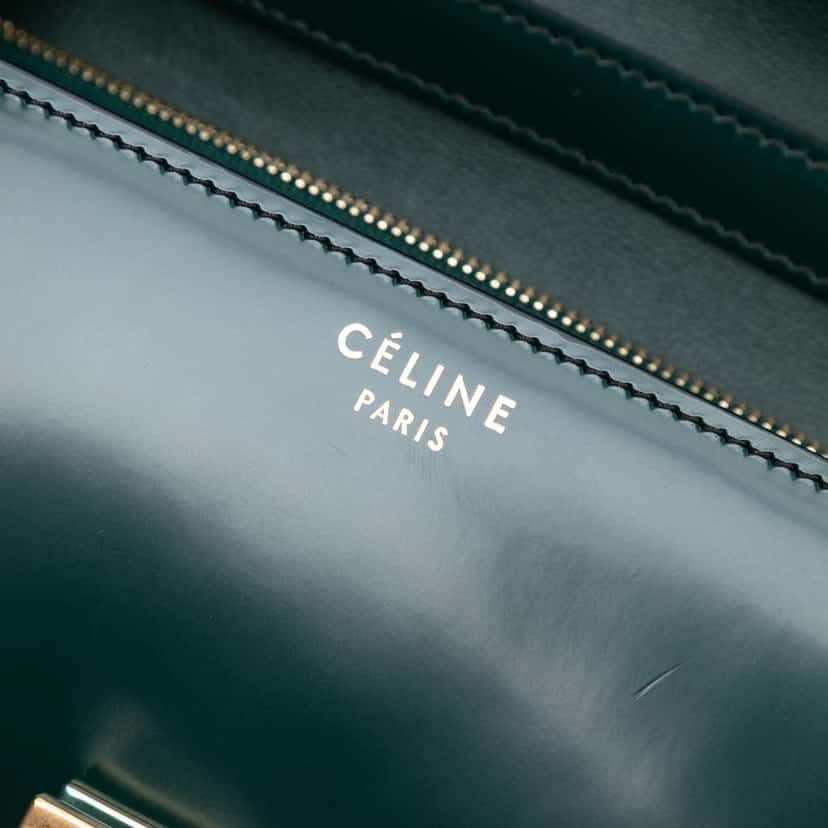 Celine Medium Patent Classic Box Green Leather Good condition - Box View