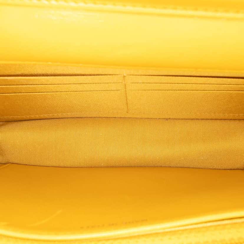 Chanel Quilted Lambskin Boy Wallet On Chain Yellow Leather Good condition - Model View
