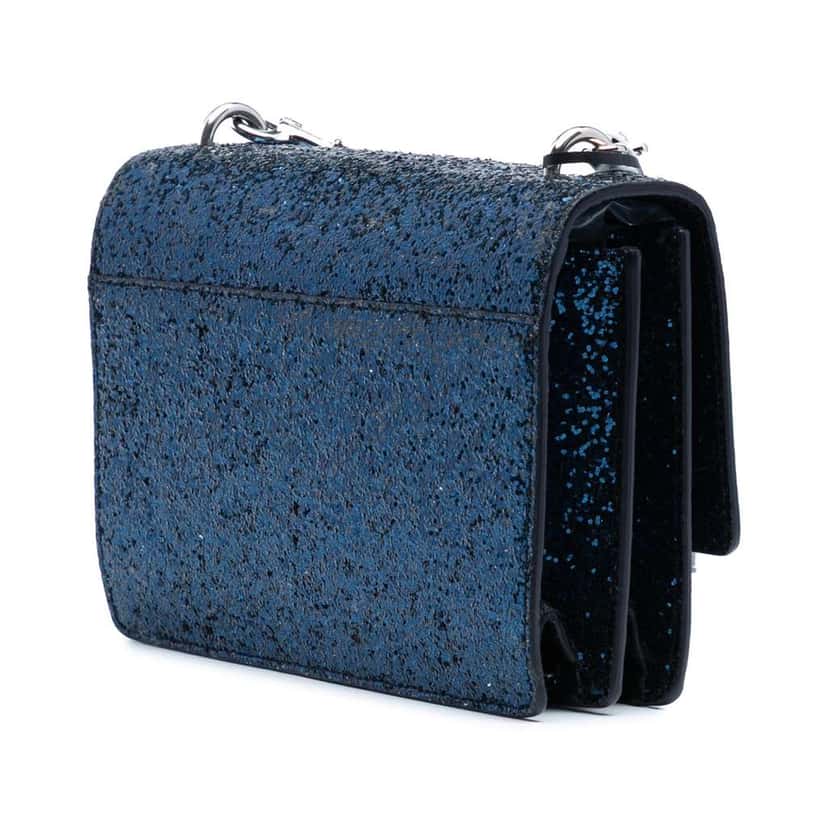 Saint Laurent Small Glittered Leather Monogram Sunset Crossbody Blue Leather Very good condition - Back View