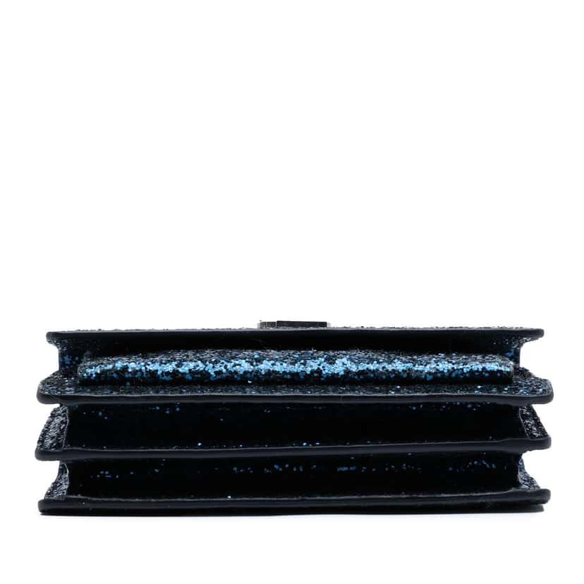 Saint Laurent Small Glittered Leather Monogram Sunset Crossbody Blue Leather Very good condition - Inside View