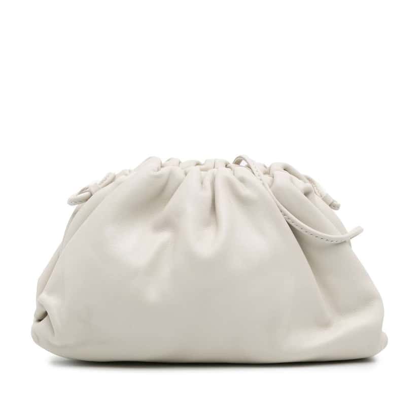 Bottega Veneta Lambskin The Mini Pouch Crossbody White Leather Good condition - Front View