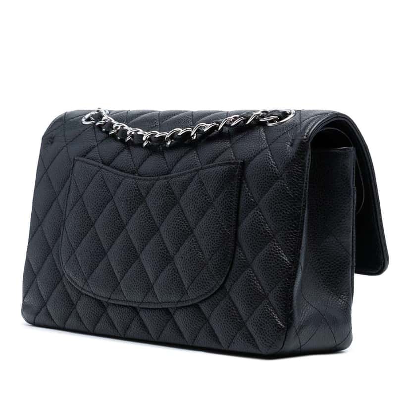 Chanel Medium Classic Caviar Double Flap Black Leather Good condition - Back View